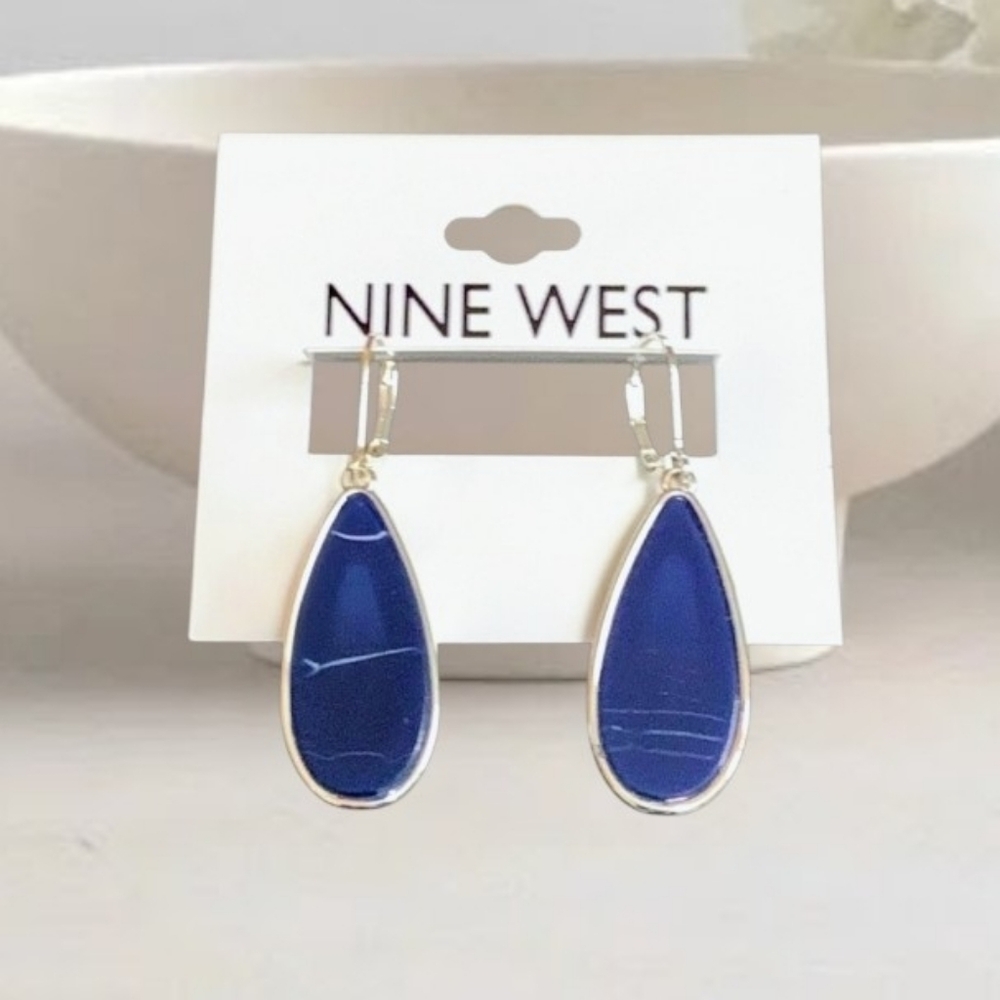 Nine West Royal Blue Teardrop Dangle Earrings